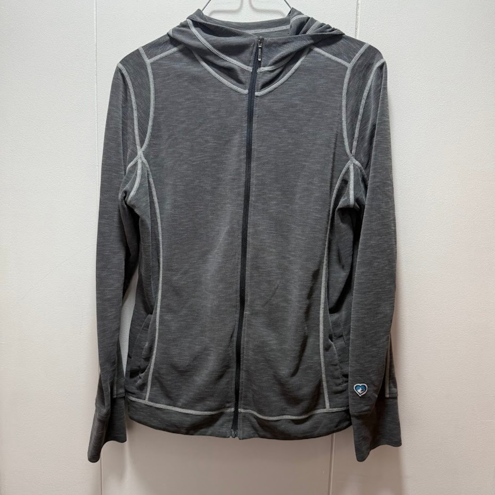 Kuhl Womens‎ Gray Tencel Full Zip Hoodie Jacket Thumbholes Charcoal Size Small
